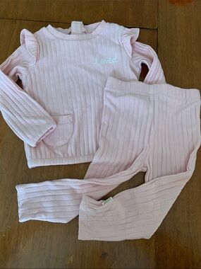🫐3/$30 Huggies Organic Ribbed Pink Matching Set size 12m
